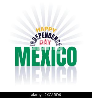 Design di poster tipografici 3d del giorno dell'indipendenza del Messico. Distintivo messicano, etichetta, adesivo. 16 settembre modello del giorno dell'indipendenza messicana. viva Mexico Illustrazione Vettoriale