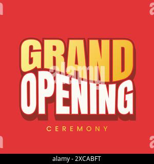 Design del modello tipografico oro 3D in grande apertura. Poster di inaugurazione, striscione, volantino, biglietto d'auguri. Elegante testo di lusso per l'apertura d'affari Illustrazione Vettoriale