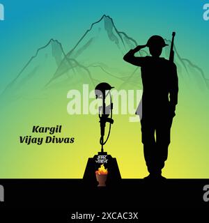 Kargil vijay diwas festeggiava il giorno della vittoria dell'esercito indiano Illustrazione Vettoriale