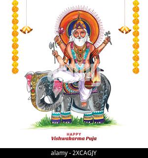 Sfondo celebrativo del dio indù vishwakarma puja Illustrazione Vettoriale