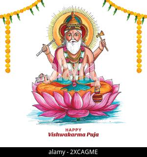 Sfondo celebrativo del dio indù vishwakarma puja Illustrazione Vettoriale