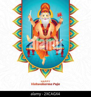 Sfondo della carta celebrativa del dio indù vishwakarma puja Illustrazione Vettoriale