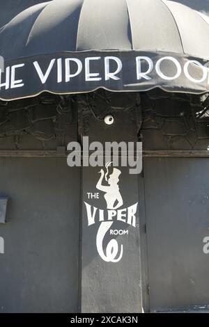 Los Angeles, California, USA 13 giugno 2024 The Viper Room on Sunset Blvd, precedentemente di proprietà di Johnny Depp, dove cantanti/musicisti The Red Hot Chili Peppers, Stone Temple Pilots, Pearl Jam, Counting Crows, Johnny Cash, Cher si esibì qui in concerti, e dove l'attore River Phoenix morì il 31 ottobre 1993 al 8852 Sunset Blvd mostrato qui il 13 giugno 2024 a Los Angeles, California, USA. Foto di Barry King/Alamy Live News Foto Stock