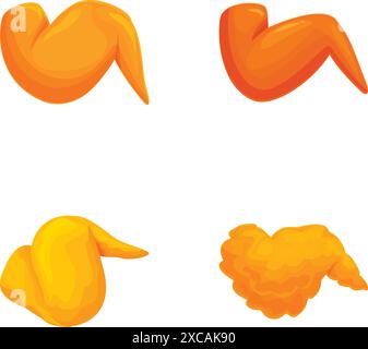 Vivace collezione di ali di pollo e bacchette di pollo illustrati in vari stili Illustrazione Vettoriale