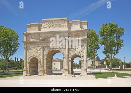 Arco di fondazione della città romana UNESCO, arco di trionfo, arco, porta della città, periodo romano, Antique, Orange, Vaucluse, Provenza, Francia Foto Stock