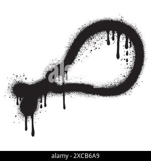 Gamba di pollo in stile graffiti urbani con vernice spray nera. illustrazione vettoriale. Illustrazione Vettoriale
