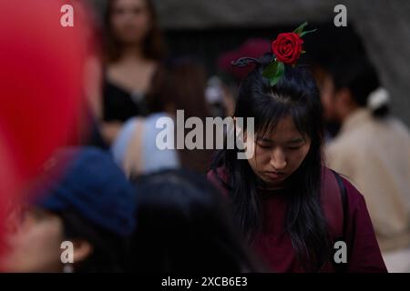 Persone alla sfilata Emporio Armani durante la Milano Menswear Primavera/Estate 2025 il 15 giugno 2024 a Milano, Italia. ©foto: Cinzia Camela. Foto Stock
