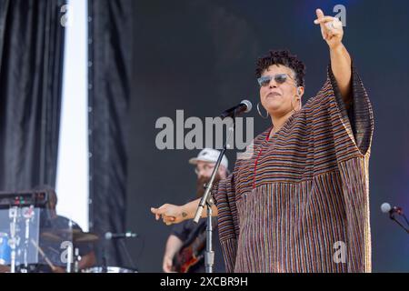 Brittany Howard durante il Bonnaroo Music and Arts Festival il 15 giugno 2024, a Manchester, Tennessee (foto di Daniel DeSlover/Sipa USA) Foto Stock