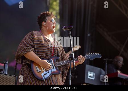 Brittany Howard durante il Bonnaroo Music and Arts Festival il 15 giugno 2024, a Manchester, Tennessee (foto di Daniel DeSlover/Sipa USA) Foto Stock