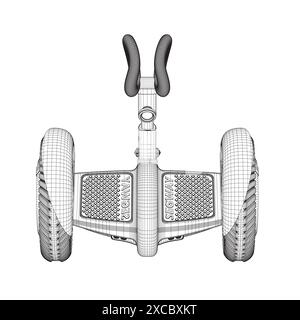 Illustrazione vettoriale Contour Gyroscooter. Cartoon ha isolato il trasporto elettrico intelligente personale, moderno veicolo ecologico con batteria e due ruote per la città Illustrazione Vettoriale