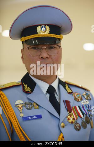 Ulan Bator, Mongolia. 26 aprile 2023. Chinggis Khaan Museum, il presidente della Polonia Duda gli è stato conferito l'ordine d'oro del credito: L. Enkh-Orgil Foto Stock