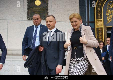 Ulan Bator, Mongolia. 26 aprile 2023. Durante la sua visita in Mongolia, il presidente polacco Duda visitò il Museo di Genghis Khan. Crediti: L.Enkh-Orgil. Foto Stock