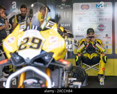 29 IANNONE Andrea Ducati Panigale V4R durante il Campionato FIM Superbike - Round Italiano Mondiale Superbike Pirelli Emilia-Romagna Round 14-16 luglio 2024 a Misano Adriatico, Italia. (Foto di Fabio Averna/Sipa USA) Foto Stock