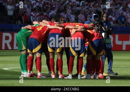 Berlino, Allemagne. 15 giugno 2024. Team Spain prima della partita UEFA Euro 2024, gruppo B, di calcio tra Spagna e Croazia il 15 giugno 2024 all'Olympiastadion di Berlino, Germania - foto Jean Catuffe/DPPI Credit: DPPI Media/Alamy Live News Foto Stock