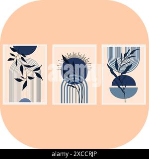 Set di schede creative astratte. Illustrazione vettoriale disegnata a mano per il progetto Illustrazione Vettoriale