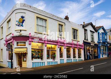 The Rock Shop and Street, Shanklin, Isola di Wight, Regno Unito Foto Stock