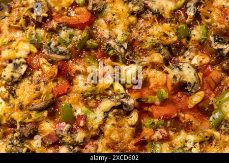 Pizza fatta in casa con verdure miste, Regno Unito Foto Stock