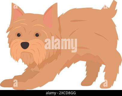 Piccolo norfolk terrier con pelliccia marrone che si allunga dopo un pisolino Illustrazione Vettoriale