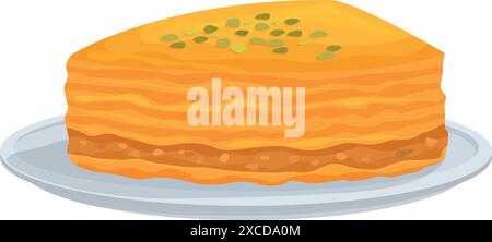 Pasta baklava dolce a strati di filo ripiena di noci tritate e addolcita con sciroppo o miele Illustrazione Vettoriale