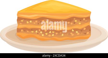 Invitante fetta di baklava seduta su un piatto, pronta per essere gustata Illustrazione Vettoriale