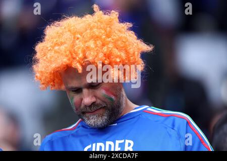 Dortmund, Germania. 15 giugno 2024. Tifoso dell'Italia durante la partita UEFA Euro 2024 di gruppo B tra Italia e Albania al BVB Stadion Dortmund il 15 giugno 2024 a Dortmund, Germania. Crediti: Marco Canoniero/Alamy Live News Foto Stock