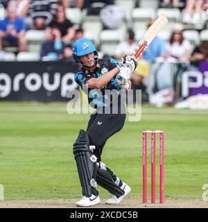 Worcester, Regno Unito. 16 giugno 2024. Ethan Brookes durante il Vitality T20 Blast match tra Worcestershire Rapids e Northamptonshire Steelbacks a New Road, Worcester, Regno Unito, il 16 giugno 2024. Foto di Stuart Leggett. Solo per uso editoriale, licenza richiesta per uso commerciale. Non utilizzare in scommesse, giochi o pubblicazioni di singoli club/campionato/giocatori. Crediti: UK Sports Pics Ltd/Alamy Live News Foto Stock