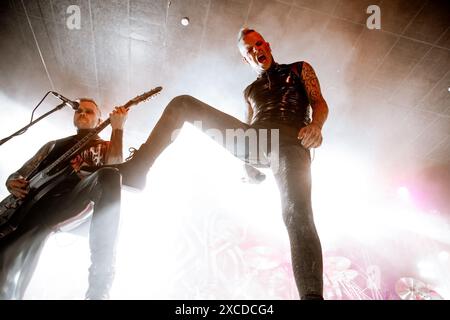 BARCELLONA, SPAGNA - Mar 29: Lord of the Lost (gruppo rock tedesco) si esibisce sul palco al Salamandra Club il 29 marzo 2024. Foto Stock