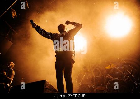 BARCELLONA, SPAGNA - Mar 29: Lord of the Lost (gruppo rock tedesco) si esibisce sul palco al Salamandra Club il 29 marzo 2024. Foto Stock