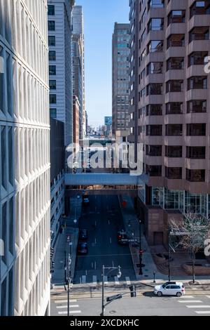 Kansas City, Missouri. Il quartiere finanziario del centro di KC mostra la 10th st e Main Foto Stock