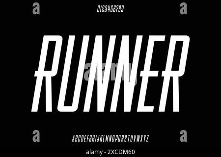 L'alfabeto moderno sans serif visualizza il vettore dei caratteri. Carattere sportivo da runner Illustrazione Vettoriale