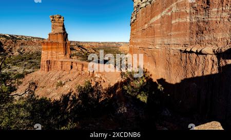 Prospettiva unica del faro di Palo duro Canyon Texas Foto Stock