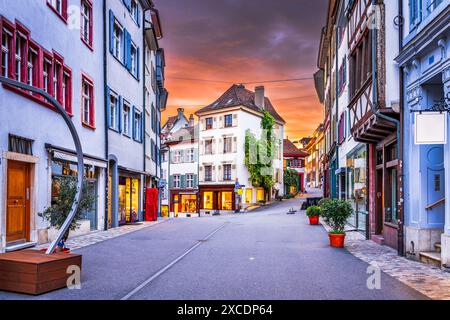 Basilea, Svizzera nella città vecchia all'ora d'oro. Foto Stock