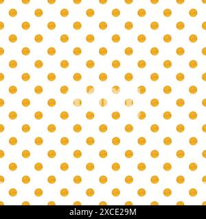 Motivo a punti polka astratto senza cuciture. Puntini arancioni con trama ad acquerello su sfondo bianco. Colorato motivo punteggiato. Motivo retrò senza cuciture per i tessuti Foto Stock