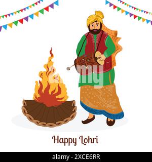 Felice festival dei lohri di punjab india background Illustrazione Vettoriale