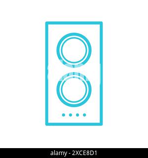 Icona della doppia stufa a induzione portatile. Isolato su sfondo bianco. Dal set di icone blu. Illustrazione Vettoriale