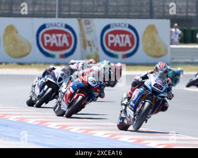 ITA. 16 giugno 2024. 65 REA Jonathan Yamaha YZF R1, 97 VIERGE Xavi Honda CBR1000 RR-R durante il Campionato FIM Superbike - round Italiano World Superbikes Pirelli Emilia-Romagna Round 14-16 luglio 2024 a Misano Adriatico, Italia. (Foto di Fabio Averna/Sipa USA) credito: SIPA USA/Alamy Live News Foto Stock