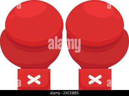 Due guanti da boxe rossi in posizione verticale, pronti per una sessione di allenamento Illustrazione Vettoriale