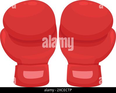Due guanti da boxe rossi in piedi, pronti per una partita di boxe o una sessione di allenamento Illustrazione Vettoriale