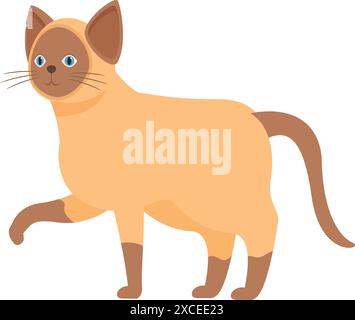 Simpatico gatto siamese che cammina con la zampa sollevata Illustrazione Vettoriale