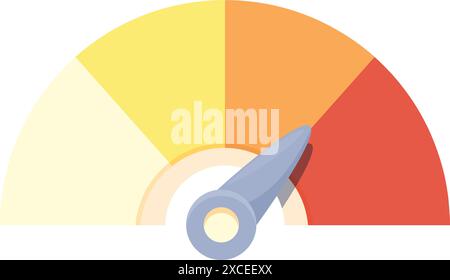 Indicatore colorato del punteggio di credito con freccia che indica un aumento del livello di rischio Illustrazione Vettoriale