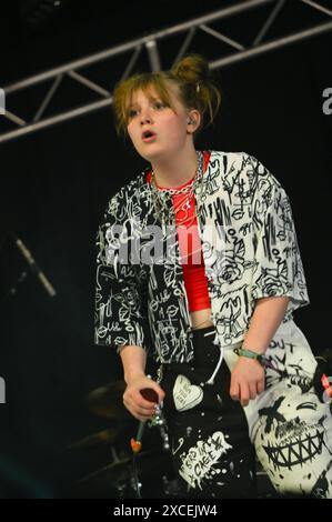 Donington, Regno Unito. 16 giugno 2024. Young metal Sensation Harper mette in mostra il suo talento al Download Festival. Crediti: Cristina Massei/Alamy notizie in diretta Foto Stock