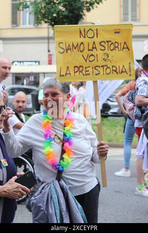 Torino, Torino, Italia. 15 giugno 2024. 150000 persone alla parata dei diritti LGBT di Torino (Credit Image: © Daniela Parra Saiani/Pacific Press via ZUMA Press Wire) SOLO USO EDITORIALE! Non per USO commerciale! Foto Stock