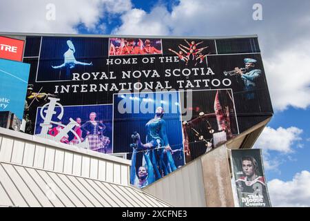 Insegna Royal Nova Scotia International Tattoo presso lo Scotiabank Centre nel centro di Halifax, nuova Scozia, Canada Foto Stock