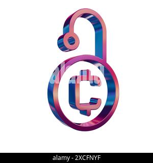 Icona retro neon 3D - simbolo della moneta del circuito di criptovaluta Foto Stock