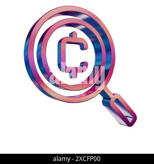 Icona retro neon 3D - simbolo della moneta del circuito di criptovaluta Foto Stock