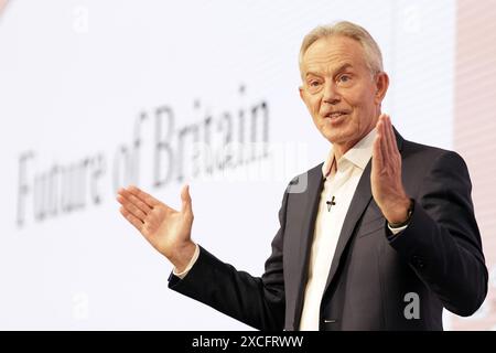 Foto del file del 18/07/23 di Sir Tony Blair che ha parlato durante la conferenza del Tony Blair Institute for Global Change's Future of Britain nel centro di Londra. La Scozia non essendo indipendente dimostra che la devoluzione ha funzionato, ha detto Sir Tony. Sir Tony è stato il primo ministro che ha legiferato per il Parlamento scozzese dopo un referendum nel 1997. Data di pubblicazione: Lunedì 17 giugno 2024. Foto Stock