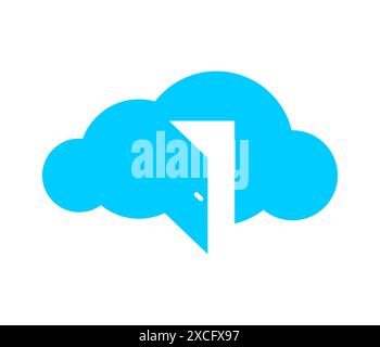 Nuvola con una porta. Archiviazione cloud con lo sportello aperto Illustrazione Vettoriale