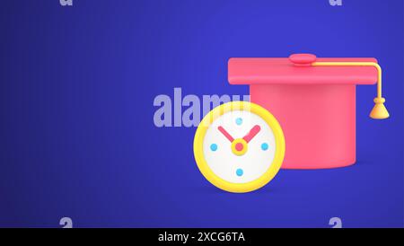 È il momento di completare l'apprendimento per gli accademici tornare a scuola guardare il conto alla rovescia realistico illustrazione vettoriale di icone 3D. Tempismo educativo per l'insegnamento della velocità morto Illustrazione Vettoriale