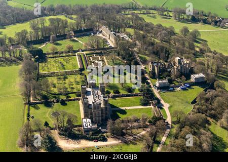 Foto aerea di Hardwick Hall da 1500 metri circa Foto Stock