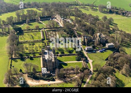 Foto aerea di Hardwick Hall da 1500 metri circa Foto Stock